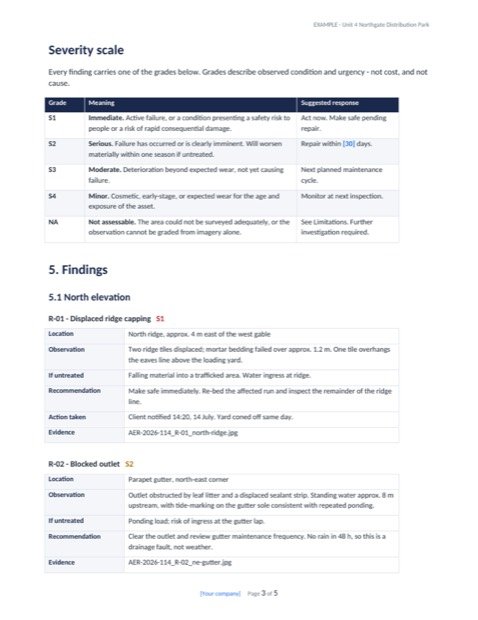 Defect entry with photograph and recommendation